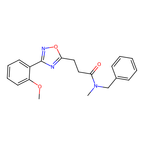 N-benzyl-3-[3-(2-methoxyphenyl)-1,2,4-oxadiazol-5-yl]-N-methylpropanamide structure