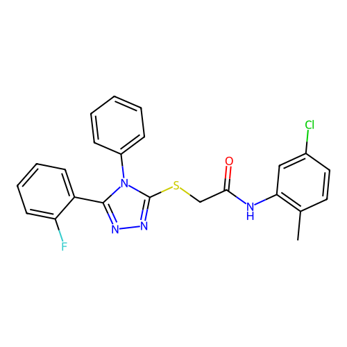 N-(5-chloro-2-methylphenyl)-2-{[5-(2-fluorophenyl)-4-phenyl-4H-1,2,4-triazol-3-yl]sulfanyl}acetamide structure