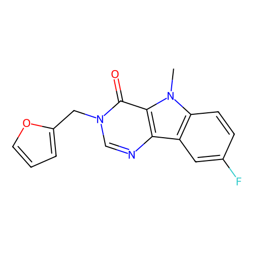 8-Fluoro-3-furan-2-ylmethyl-5-methyl-3,5-dihydro-pyrimido[5,4-b]indol-4-one structure