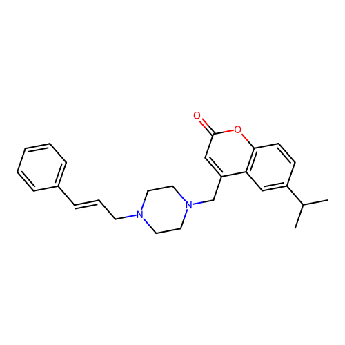 4-[(4-cinnamylpiperazin-1-yl)methyl]-6-propan-2-yl-chromen-2-one structure