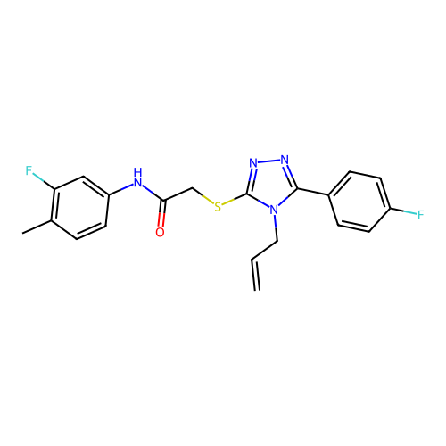 N-(3-fluoro-4-methylphenyl)-2-{[5-(4-fluorophenyl)-4-(prop-2-en-1-yl)-4H-1,2,4-triazol-3-yl]sulfanyl}acetamide structure