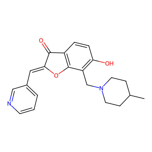 (Z)-6-hydroxy-7-((4-methylpiperidin-1-yl)methyl)-2-(pyridin-3-ylmethylene)benzofuran-3(2H)-one structure