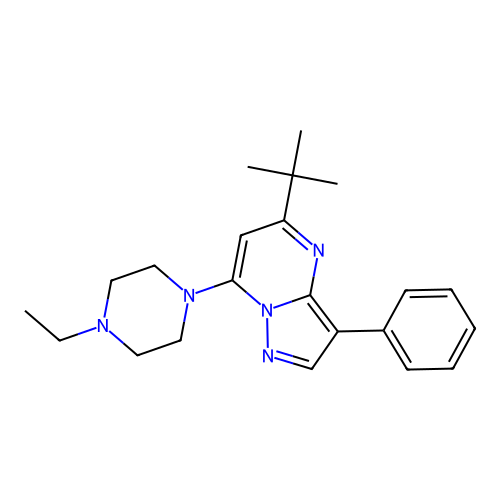 5-(Tert-butyl)-7-(4-ethylpiperazin-1-yl)-3-phenylpyrazolo[1,5-a]pyrimidine structure
