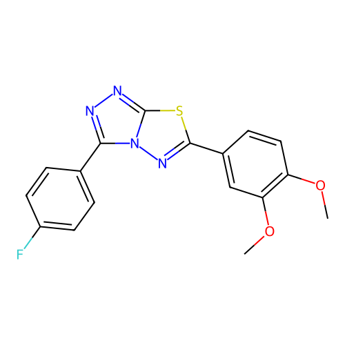 6-(3,4-dimethoxyphenyl)-3-(4-fluorophenyl)-[1,2,4]triazolo[3,4-b][1,3,4]thiadiazole structure