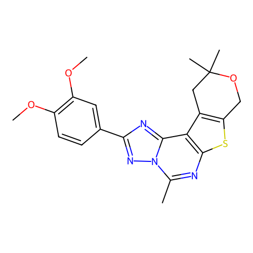 2-(3,4-dimethoxyphenyl)-5,10,10-trimethyl-10,11-dihydro-8H-pyrano[4',3':4,5]thieno[3,2-e][1,2,4]triazolo[1,5-c]pyrimidine structure