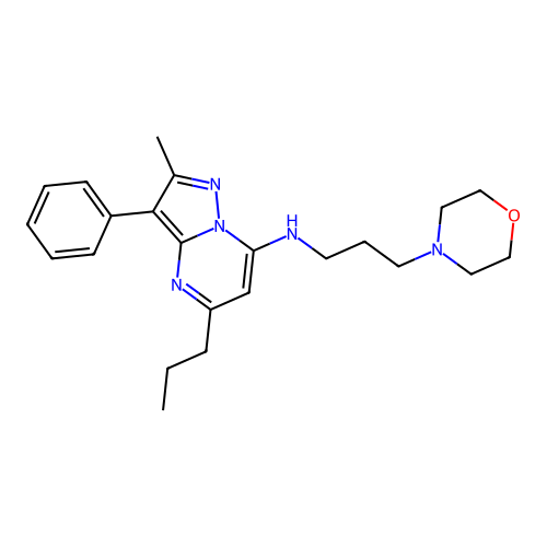 2-methyl-N-[3-(morpholin-4-yl)propyl]-3-phenyl-5-propylpyrazolo[1,5-a]pyrimidin-7-amine structure