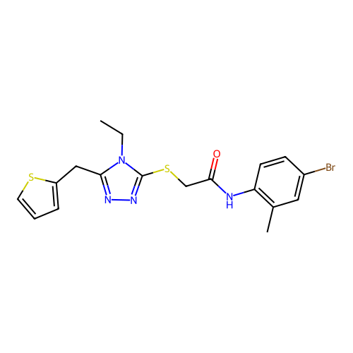 N-(4-bromo-2-methylphenyl)-2-((4-ethyl-5-(thiophen-2-ylmethyl)-4H-1,2,4-triazol-3-yl)thio)acetamide structure