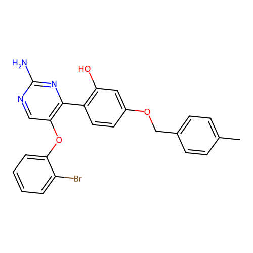 2-[2-Amino-5-(2-bromophenoxy)pyrimidin-4-yl]-5-[(4-methylphenyl)methoxy]phenol structure