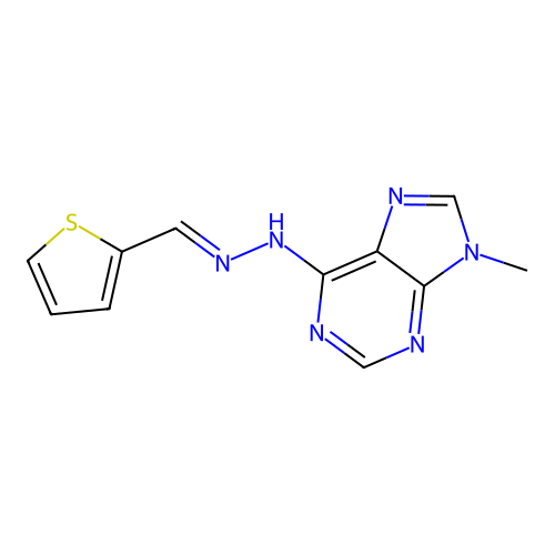 9-methyl-N-[(E)-2-thienylmethyleneamino]purin-6-amine structure