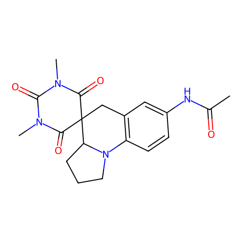 N-(1,3-dimethyl-2,4,6-trioxo-1,1',2',3,3',3a',4,6-octahydro-2H,5'H-spiro[pyrimidine-5,4'-pyrrolo[1,2-a]quinolin]-7'-yl)acetamide structure