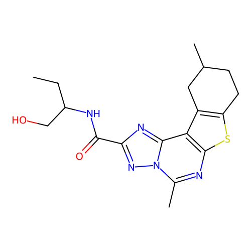 N-(1-hydroxybutan-2-yl)-5,10-dimethyl-8,9,10,11-tetrahydro[1]benzothieno[3,2-e][1,2,4]triazolo[1,5-c]pyrimidine-2-carboxamide structure
