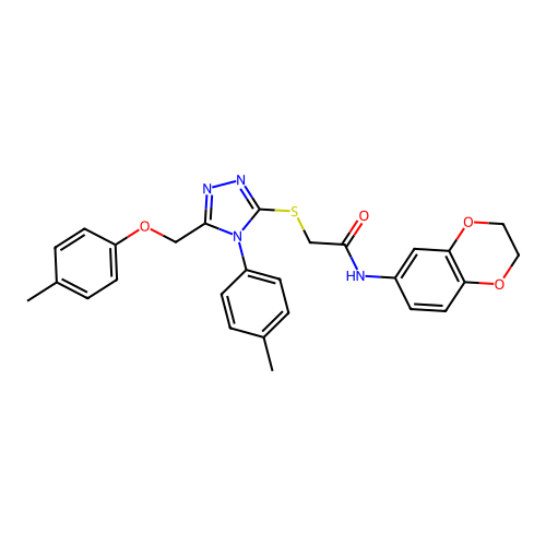 N-(2,3-dihydro-1,4-benzodioxin-6-yl)-2-({5-[(4-methylphenoxy)methyl]-4-(4-methylphenyl)-4H-1,2,4-triazol-3-yl}sulfanyl)acetamide structure