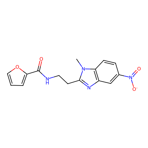 N-[2-(1-methyl-5-nitrobenzimidazol-2-yl)ethyl]furan-2-carboxamide structure