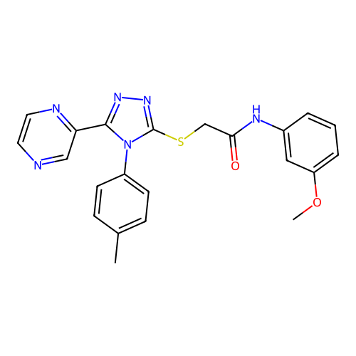 N-(3-methoxyphenyl)-2-[[4-(4-methylphenyl)-5-pyrazin-2-yl-1,2,4-triazol-3-yl]sulfanyl]acetamide structure