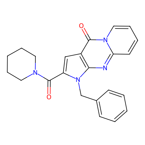 1-benzyl-2-(piperidine-1-carbonyl)pyrido[1,2-a]pyrrolo[2,3-d]pyrimidin-4(1H)-one structure