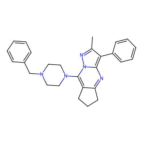 8-(4-benzylpiperazin-1-yl)-2-methyl-3-phenyl-6,7-dihydro-5H-cyclopenta[d]pyrazolo[1,5-a]pyrimidine structure