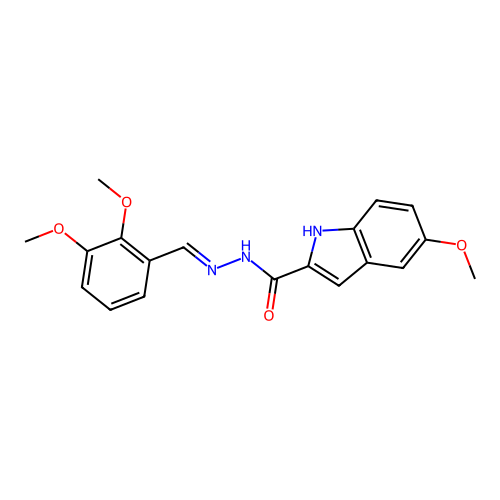 N'-[(E)-(2,3-dimethoxyphenyl)methylidene]-5-methoxy-1H-indole-2-carbohydrazide structure