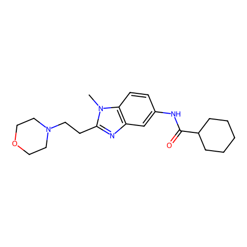 N-(1-methyl-2-(2-morpholinoethyl)-1H-benzo[d]imidazol-5-yl)cyclohexanecarboxamide structure