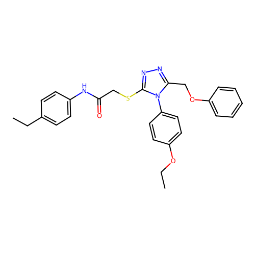 2-{[4-(4-ethoxyphenyl)-5-(phenoxymethyl)-4H-1,2,4-triazol-3-yl]sulfanyl}-N-(4-ethylphenyl)acetamide structure