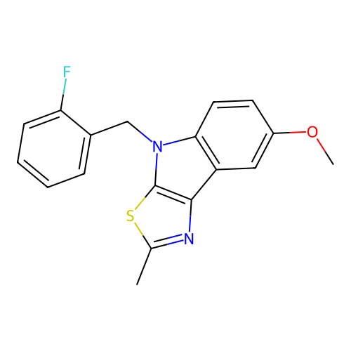 4-(2-fluorobenzyl)-7-methoxy-2-methyl-4H-[1,3]thiazolo[5,4-b]indole structure