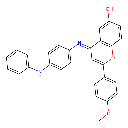 (4E)-2-(4-methoxyphenyl)-4-{[4-(phenylamino)phenyl]imino}-4H-chromen-6-ol structure