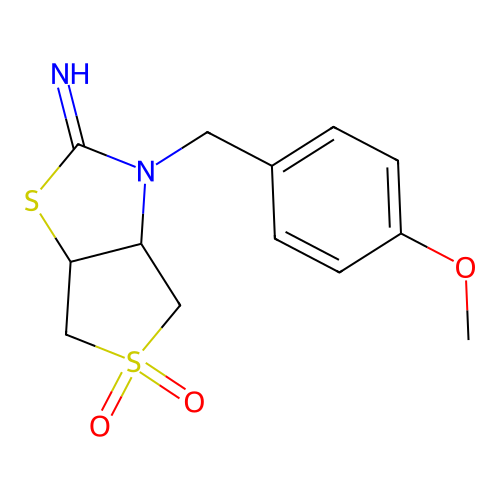 3-(4-methoxybenzyl)tetrahydrothieno[3,4-d][1,3]thiazol-2(3H)-imine 5,5-dioxide structure