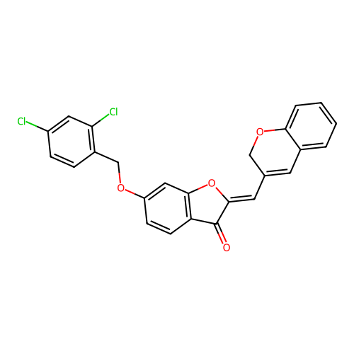 (2Z)-2-(2H-chromen-3-ylmethylidene)-6-[(2,4-dichlorobenzyl)oxy]-1-benzofuran-3(2H)-one structure