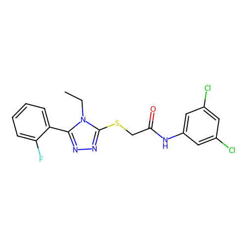 N-(3,5-dichlorophenyl)-2-[[4-ethyl-5-(2-fluorophenyl)-1,2,4-triazol-3-yl]sulfanyl]acetamide structure