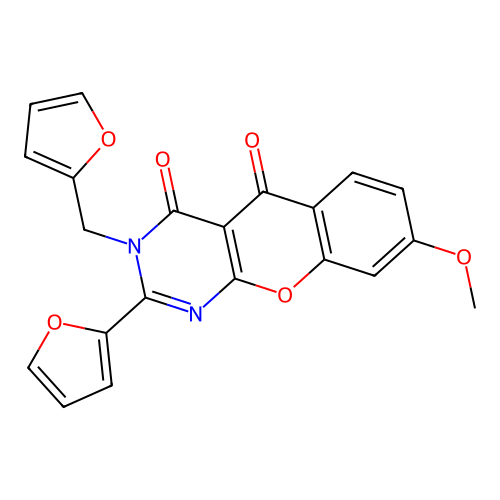 2-(furan-2-yl)-3-(furan-2-ylmethyl)-8-methoxychromeno[2,3-d]pyrimidine-4,5-dione structure