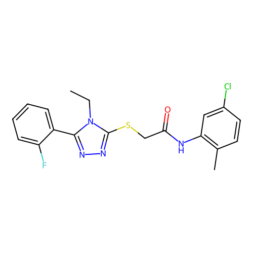 N-(5-chloro-2-methylphenyl)-2-{[4-ethyl-5-(2-fluorophenyl)-4H-1,2,4-triazol-3-yl]sulfanyl}acetamide structure