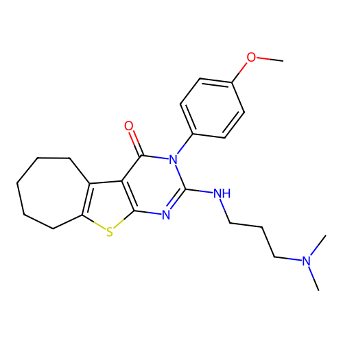 2-((3-(dimethylamino)propyl)amino)-3-(4-methoxyphenyl)-6,7,8,9-tetrahydro-3H-cyclohepta[4,5]thieno[2,3-d]pyrimidin-4(5H)-one structure