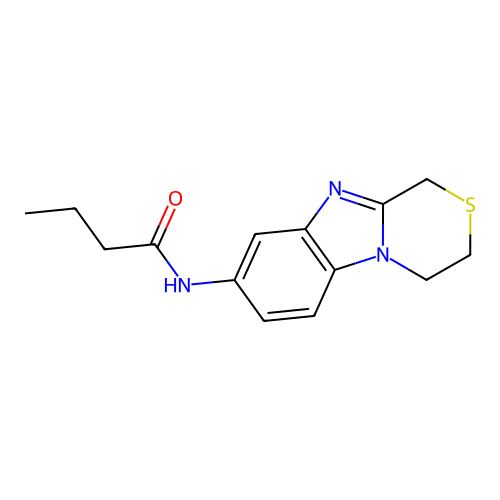 N-(3,4-dihydro-1H-[1,4]thiazino[4,3-a]benzimidazol-8-yl)butanamide structure