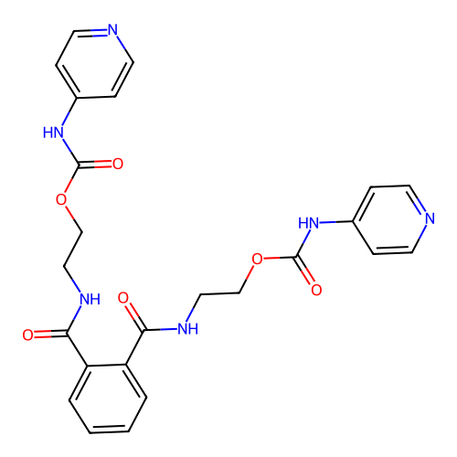 (Phthaloylbis(azanediyl))bis(ethane-2,1-diyl) bis(pyridin-4-ylcarbamate) structure