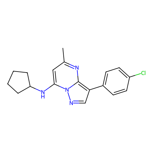 3-(4-chlorophenyl)-N-cyclopentyl-5-methylpyrazolo[1,5-a]pyrimidin-7-amine structure