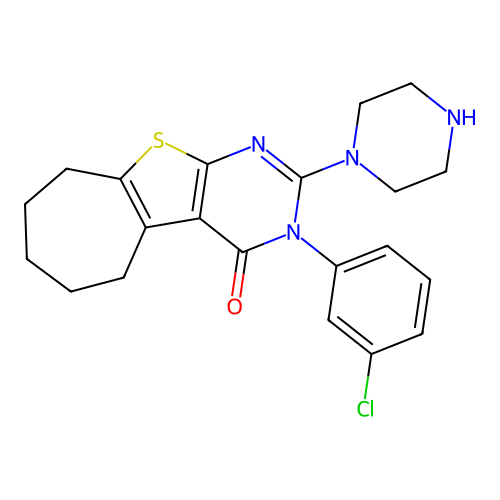 3-(3-Chloro-phenyl)-2-piperazin-1-yl-3,5,6,7,8,9-hexahydro-10-thia-1,3-diaza-benzo[a]azulen-4-one structure
