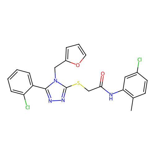N-(5-chloro-2-methylphenyl)-2-{[5-(2-chlorophenyl)-4-(furan-2-ylmethyl)-4H-1,2,4-triazol-3-yl]sulfanyl}acetamide structure