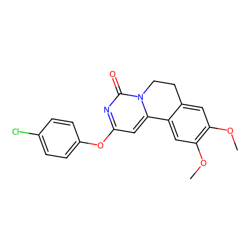 2-(4-chlorophenoxy)-9,10-dimethoxy-6,7-dihydro-4H-pyrimido[6,1-a]isoquinolin-4-one structure