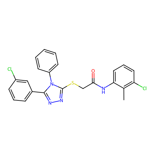 N-(3-chloro-2-methylphenyl)-2-{[5-(3-chlorophenyl)-4-phenyl-4H-1,2,4-triazol-3-yl]sulfanyl}acetamide structure