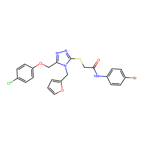 N-(4-bromophenyl)-2-((5-((4-chlorophenoxy)methyl)-4-(furan-2-ylmethyl)-4H-1,2,4-triazol-3-yl)thio)acetamide structure