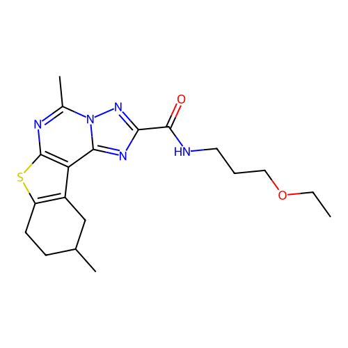 N-(3-ethoxypropyl)-5,10-dimethyl-8,9,10,11-tetrahydro[1]benzothieno[3,2-e][1,2,4]triazolo[1,5-c]pyrimidine-2-carboxamide structure