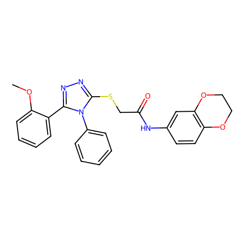 N-(2,3-dihydro-1,4-benzodioxin-6-yl)-2-{[5-(2-methoxyphenyl)-4-phenyl-4H-1,2,4-triazol-3-yl]sulfanyl}acetamide structure