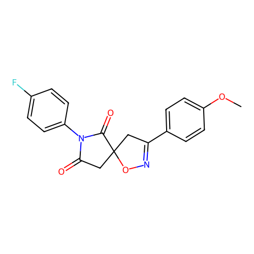 7-(4-fluorophenyl)-3-(4-methoxyphenyl)-1-oxa-2,7-diazaspiro[4.4]non-2-ene-6,8-dione structure