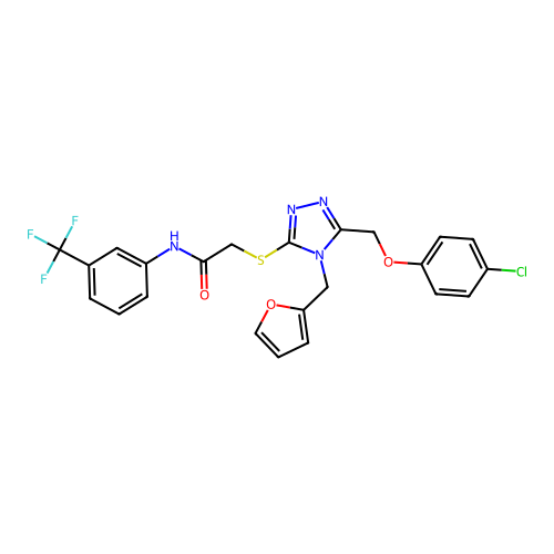2-((5-((4-chlorophenoxy)methyl)-4-(furan-2-ylmethyl)-4H-1,2,4-triazol-3-yl)thio)-N-(3-(trifluoromethyl)phenyl)acetamide structure