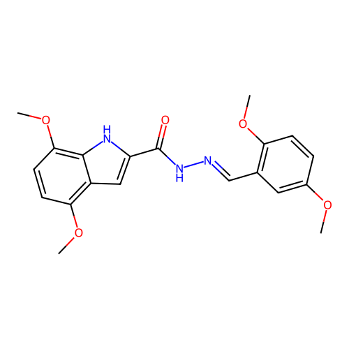 (E)-N'-(2,5-dimethoxybenzylidene)-4,7-dimethoxy-1H-indole-2-carbohydrazide structure