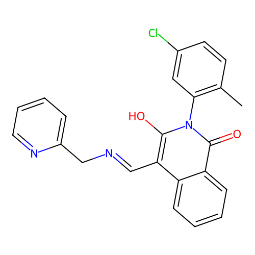 2-(5-chloro-2-methylphenyl)-4-[(pyridin-2-ylmethylamino)methylidene]isoquinoline-1,3-dione structure