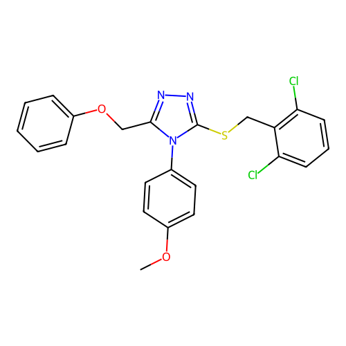3-[(2,6-dichlorophenyl)methylsulfanyl]-4-(4-methoxyphenyl)-5-(phenoxymethyl)-1,2,4-triazole structure