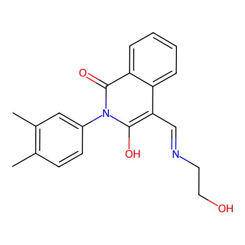 2-(3,4-dimethylphenyl)-4-[(2-hydroxyethylamino)methylidene]isoquinoline-1,3-dione structure