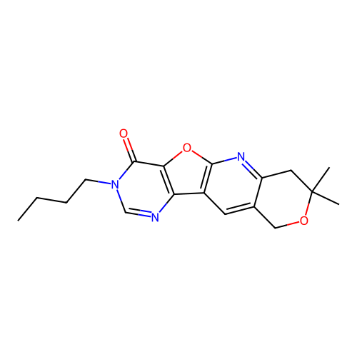 3-butyl-8,8-dimethyl-7,10-dihydro-8H-pyrano[3'',4'':5',6']pyrido[3',2':4,5]furo[3,2-d]pyrimidin-4(3H)-one structure