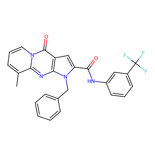 1-benzyl-9-methyl-4-oxo-N-[3-(trifluoromethyl)phenyl]-1,4-dihydropyrido[1,2-a]pyrrolo[2,3-d]pyrimidine-2-carboxamide structure