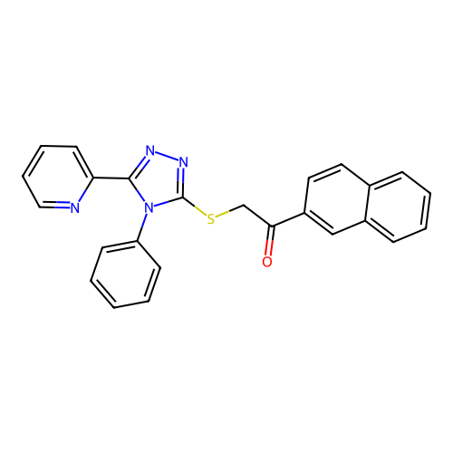 1-naphthalen-2-yl-2-[(4-phenyl-5-pyridin-2-yl-1,2,4-triazol-3-yl)sulfanyl]ethanone structure